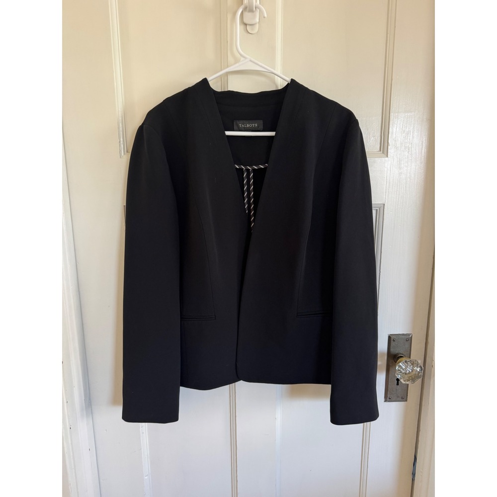 Talbots black open front blazer size 16